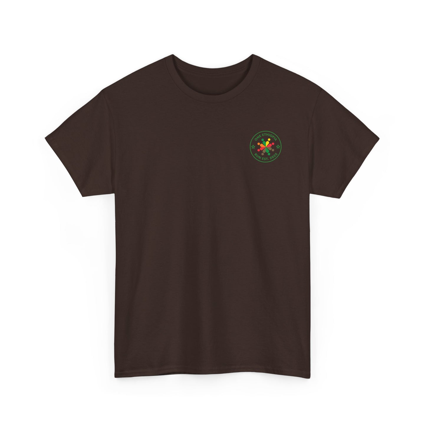 Unisex Heavy Cotton Tee - One Ethiopia Run T-Shirt, Casual Wear, Exercise Shirt, Gift for Runners, Festival Apparel, Comfortable Cotton Tee