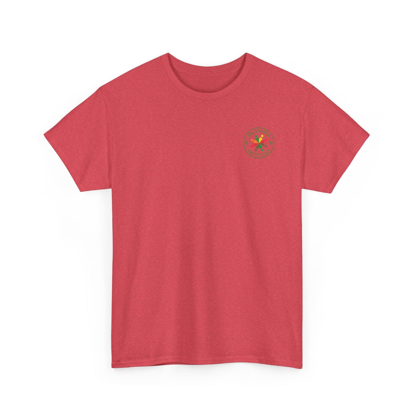 Unisex Heavy Cotton Tee - One Ethiopia Run T-Shirt, Casual Wear, Exercise Shirt, Gift for Runners, Festival Apparel, Comfortable Cotton Tee