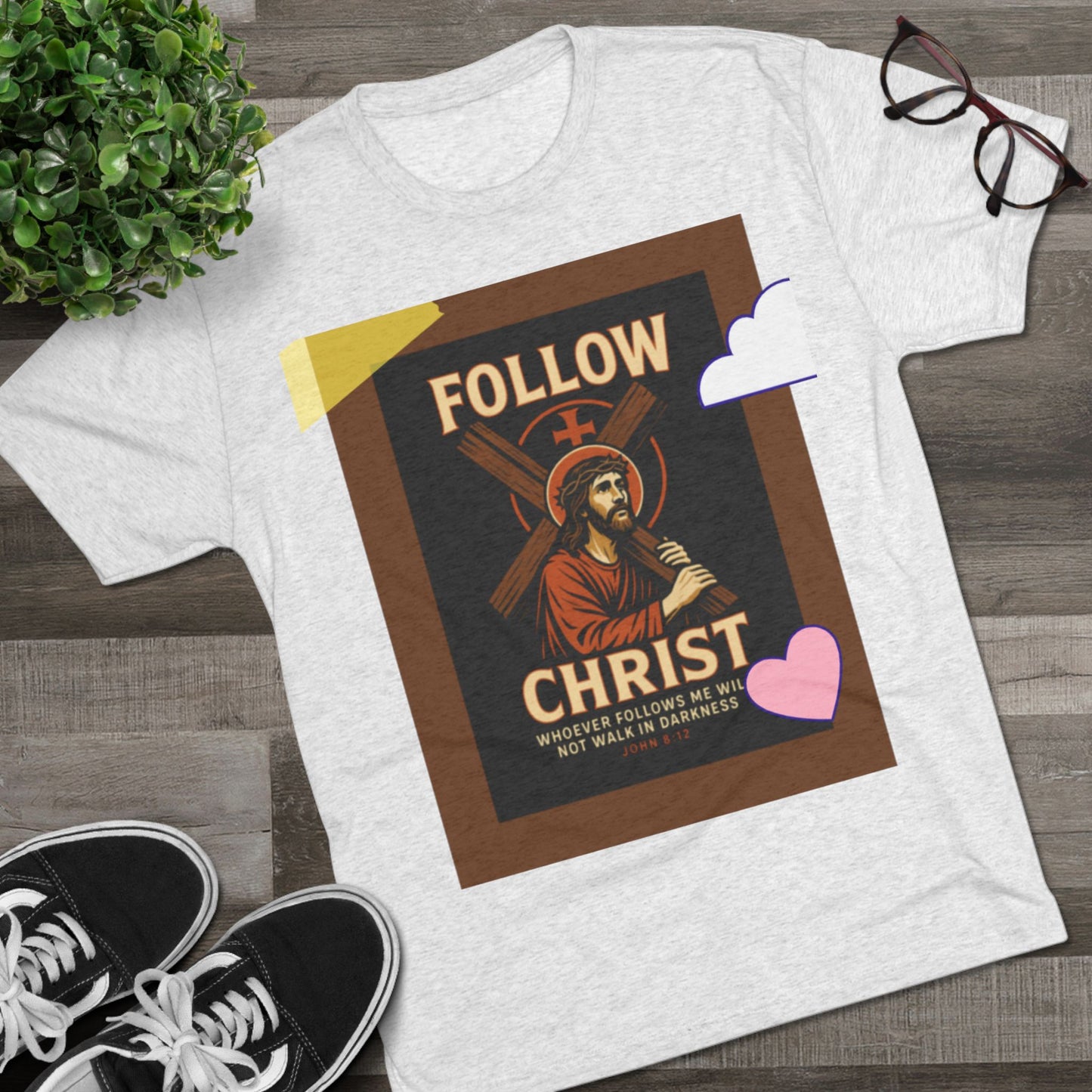 Faith-Inspired Unisex Tri-Blend Crew Tee - "Follow Christ" Design