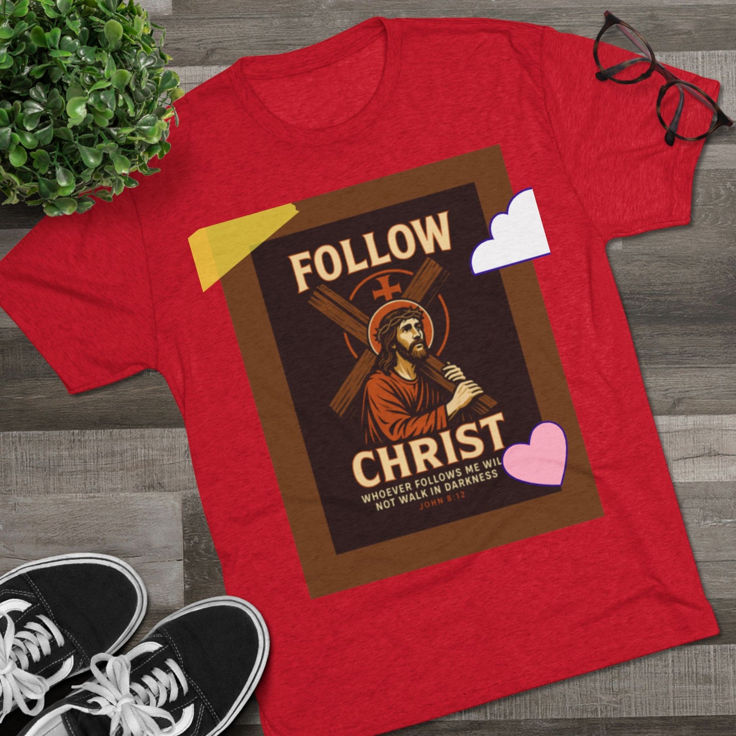 Faith-Inspired Unisex Tri-Blend Crew Tee - "Follow Christ" Design